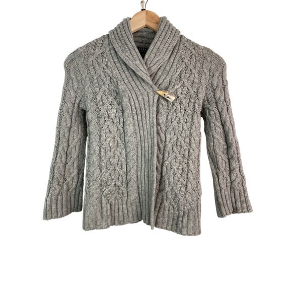 Lauren Ralph Lauren PS Gray Cable Knit Toggle Button Cardigan Sweater - Picture 1 of 8